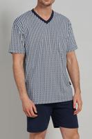 Gotzburg Shortama V-hals blauw met print - thumbnail