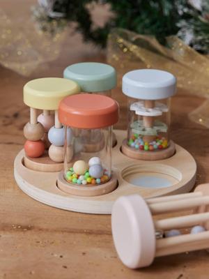 Set van 5 muzikale rammelaars van FSC 100%-hout hout Set van 5 muzikale rammelaars van FSC 100%-hout hout