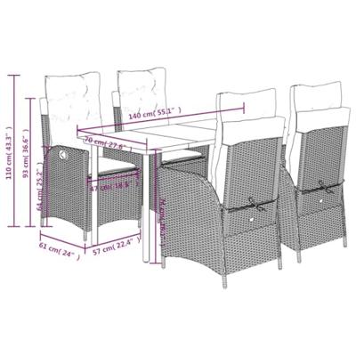 5-delige Tuinset met kussens poly rattan zwart 5-delige Tuinset met kussens poly rattan zwart