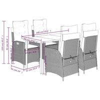 5-delige Tuinset met kussens poly rattan zwart - thumbnail