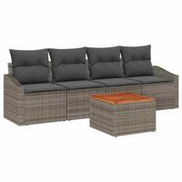 Tuinbankenset met opslag 5 pcs Grijs poly rattan - thumbnail