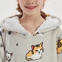 Draagbare deken met capuchon & mouwen - kind - katjes - thumbnail