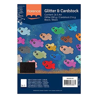 Florence • glitter papier en cardstock set 216g a4 10x black/black Florence • glitter papier en cardstock set 216g a4 10x black/black