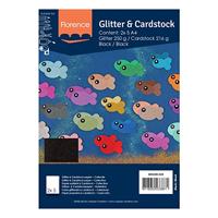 Florence • glitter papier en cardstock set 216g a4 10x black/black - thumbnail