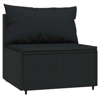 4-delige Loungeset met kussens poly rattan zwart - thumbnail