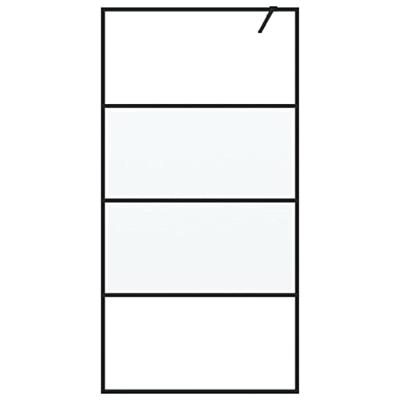 Inloopdouchewand 100x195 cm halfmat ESG-glas zwart - thumbnail