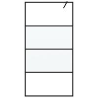 Inloopdouchewand 100x195 cm halfmat ESG-glas zwart - thumbnail