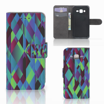 Samsung Galaxy J3 2016 Book Case Abstract Green Blue