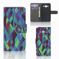 Samsung Galaxy J3 2016 Book Case Abstract Green Blue - thumbnail