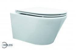 Wandcloset Wiesbaden Vesta | 52 cm | Rimless | Incl.Softclose zitting | Keramiek | Wit glans