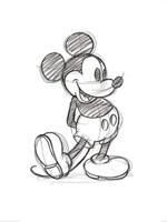 Kunstdruk Mickey Mouse - Sketched Single 60x80cm - thumbnail