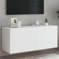 Tv-wandmeubel met LED-verlichting 100x35x41 cm wit - thumbnail