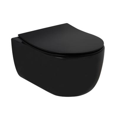 Plieger Wandcloset Pack Kansas Diepspoel Rimless Compact met Slim Zitting 36x49 cm Mat Zwart