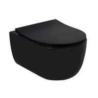 Plieger Wandcloset Pack Kansas Diepspoel Rimless Compact met Slim Zitting 36x49 cm Mat Zwart - thumbnail