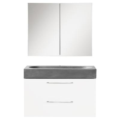 Differnz Somero badmeubel set met spiegelkast FSC wastafel beton 60 cm hoogglans wit