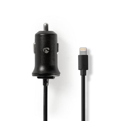 Nedis CCHAL240ABK Auto-oplader 2,4 A Vaste Kabel Appel Lightning Zwart
