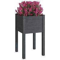 Plantenbakken 2 st 40x40x70 cm massief grenenhout grijs - thumbnail