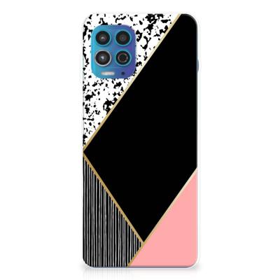 Motorola Moto G100 | TPU Hoesje | Zwart Roze Vormen