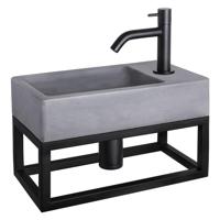 Differnz Differnz Force fonteinset beton donkergrijs - kraan gebogen - met handdoekrek mat zwart - thumbnail