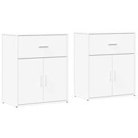 Dressoirs 2 st 60x31x70 cm bewerkt hout wit - thumbnail