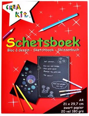 Creakit Schetsboek A4 20 vellen 180 gram zwart Crea