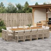 15-delige Tuinset met kussens poly rattan beige - thumbnail