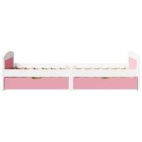 Slaapbank met 2 lades zonder matras IRUN 90x200 cm wit en roze - thumbnail