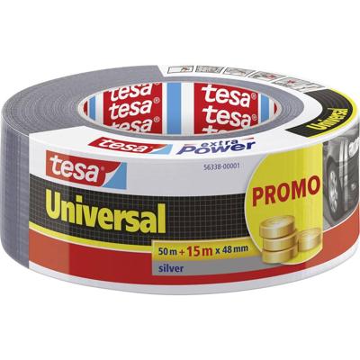 tesa UNIVERSAL 56338-00001-01 Textieltape Zilver (l x b) 65 m x 48 mm 1 stuk(s) tesa UNIVERSAL 56338-00001-01 Textieltape Zilver (l x b) 65 m x 48 mm 1 stuk(s)