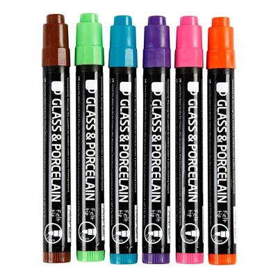 Creativ Company Glas- en porseleinstiften extra kleuren, 6st.