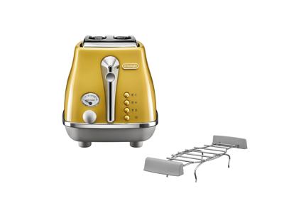 DELONGHI ICONA CAPITALS Broodrooster 2 sneetjes - 900W - Broodrooster met 3 functies - Inclusief gebakverwarmer - Geel DELONGHI ICONA CAPITALS Broodrooster 2 sneetjes - 900W - Broodrooster met 3 functies - Inclusief gebakverwarmer - Geel