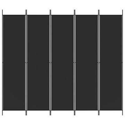 Kamerscherm met 5 panelen 250x220 cm stof zwart Kamerscherm met 5 panelen 250x220 cm stof zwart