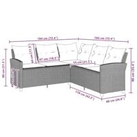 Loungebank met kussens L-vormig poly rattan beige - thumbnail