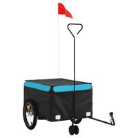 Fietstrailer 45 kg ijzer zwart en blauw - thumbnail