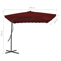 Parasol met stalen paal 250x250x230 cm bordeauxrood - thumbnail