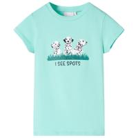 Kindershirt met hondenprint 128 lichtmintkleurig - thumbnail