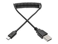 Tripp Lite USB 2.0-A naar Micro USB B High Speed kabel, Mannelijk naar Mannelijk Zwart 3 ft. Gecoiled - thumbnail