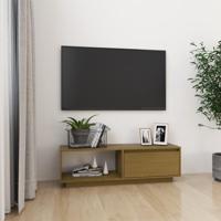 Tv-meubel 110x30x33,5 cm massief grenenhout honingbruin - thumbnail