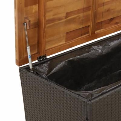 Tuinbox 110x55x63 cm poly rattan en acaciahout zwart Tuinbox 110x55x63 cm poly rattan en acaciahout zwart