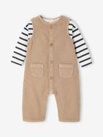Set t-shirt + jumpsuit met strepen pecannoot - thumbnail