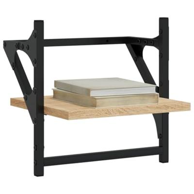 Wandschappen met stangen 2 st 30x25x30 cm sonoma eikenkleurig - thumbnail