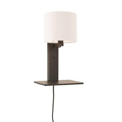 GOOD&MOJO Wandlamp 'Andes' Bamboe en Eco linnen, Met plank, kleur Wit