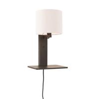 GOOD&MOJO Wandlamp 'Andes' Bamboe en Eco linnen, Met plank, kleur Wit - thumbnail