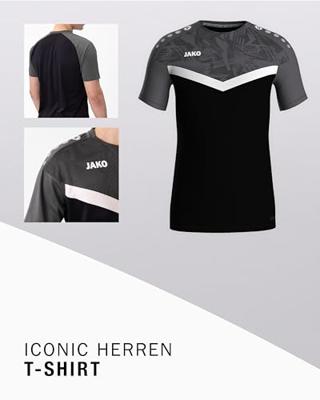 JAKO 6124 T-Shirt Iconic - Zwart/Antraciet - M