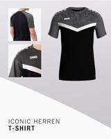 JAKO 6124 T-Shirt Iconic - Zwart/Antraciet - 3XL - thumbnail