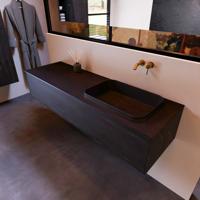 Badkamermeubelset Mondiaz Erin 150 cm met 1 Lade met RIDGE Wastafel Rechts Urban Zonder Kraangaten Greeploos Mat Antracite - thumbnail