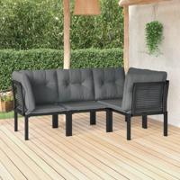 4-delige Loungeset poly rattan zwart en grijs - thumbnail