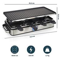 Princess 162645 Raclette 8 Grill Deluxe Zwart/RVS - thumbnail