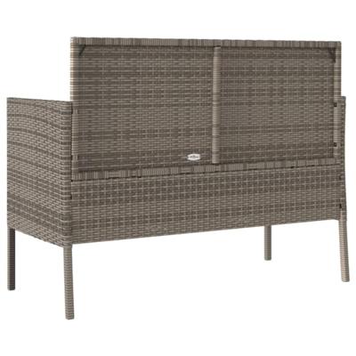Tuinbank met kussens poly rattan grijs Tuinbank met kussens poly rattan grijs