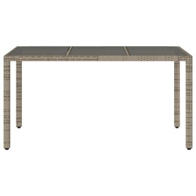 Tuintafel met glazen blad 150x90x75 cm poly rattan grijs - thumbnail