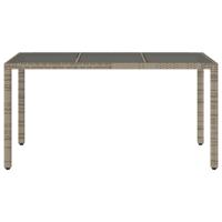 Tuintafel met glazen blad 150x90x75 cm poly rattan grijs - thumbnail